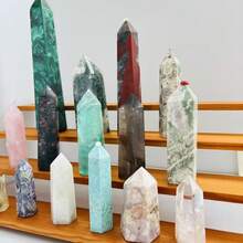 1 Stück natürlicher polierter hexagonaler Kristallprisma, Rosenquarz, Fluorit, Citrin, Dekorationsstein für Innenräume, Geschenk, Sammlung, Geschenk für Feiertage - Verschiedenfarbig - Übersicht 4