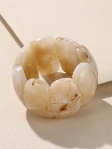 1pc New Elastic Thickened Bracelet Resin Geometric Tie Dye Bangle Bracelet Cuff, Vintage Bohemian Elegant Charm Beaded Bracelet Bangle, Fashion Jewelry Gift For Women, Girls, Ladies, Suitable For Daily Wear, Party, Travel