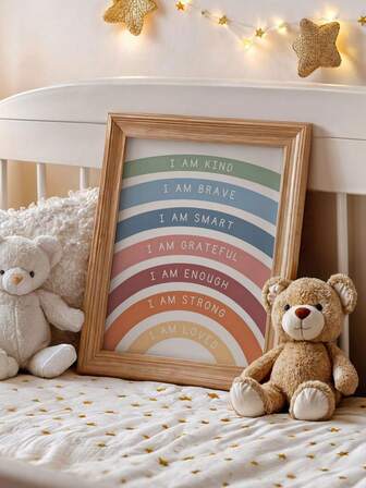 1 PIEZA Póster para habitación de niños estilo bohemio, afirmaciones positivas para niños, arte de pared inspirador en lienzo, "Soy lo suficientemente valiente", decoración para habitación de niños, decoración de dormitorio infantil, arte de pared en lienzo moderno sin marco, póster de habitación, artículos de decoración de habitación, decoración del hogar, decoración estilo occidental, decoración para baño, cocina, sala de estar, dormitorio, oficina