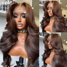 30 Inch Chocolate Brown Lace Front Wig 250 Density 13x4 HD Body Wave Human Hair Wig Pre Plucked Glueless Human Hair Lace Wig For Women With Baby Hair #4 Dark Brown Colored Human Hair Wigs Transparent Lace Frontal Wig  Brazilian Virgin Human Hair Wig For Women Natural Hairline With Baby Hair - S4 - 查看 4