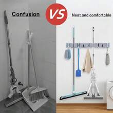 CYPNGanchos Multiuso Organizador de Escobas y TrapeadoresEstantes para Organizadores de Cocinas y Armarios con 4 Estantes y 5 Ganchos Ajustables para Trapos Cepillos Fácil Instalación y ResistenteFashion - 219765625 - Ver 7