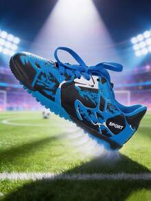 All-Season Sports Competition Football/Soccer Shoes, For Teenagers, Campus Students, Outdoor Sports, Football Training Shoes, Football Match Shoes, Soft Spikes, Anti-Slip, Breathable & Comfortable - Blue - View 1