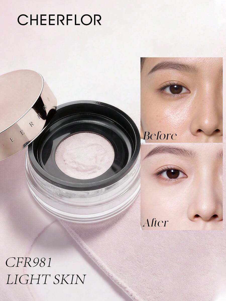 CHEERFLOR CFR980 Loose Setting Powder, Long-Lasting Lightweight, Firming Soft, Natural Skin Tone, Plant Extract, Fine Matte Oil Control, Transparent Pore Concealing, Anti-Smudging, Suitable For Daily Use, Party, Gift For Women And Girls - 981 - View 1