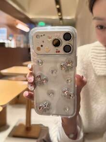 奢华闪亮蝴蝶心形水钻保护壳，兼容 17 Pro Max、16 Pro、15 - 無色 - 查看 5