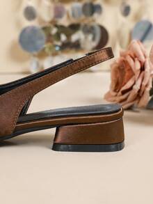 Women's New Metal Buckle Pointed Toe Backless Flat Shoes, Suitable For Daily Commute - Brown - View 9