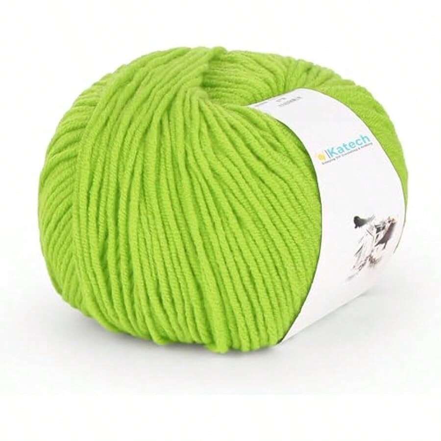 Cotton Yarn For Crocheting-55% Cotton 45% Acrylic-Super Soft Milk Cotton Yarn-Great Crochet And Knitting Starter Kit For Colorful Craft-1pack(Grass Green) - Grass Green - 查看 1