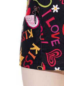 Valentine's Day Fun Love Pattern V Neck Nurse Scrub Top Regular Length Short Sleeve With Convenient Pockets - Multicolor - View 5