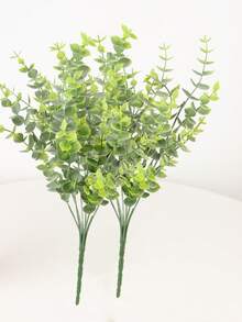 2/4pcs 35-Head Artificial Eucalyptus Leaf Bouquet, Bridal Bouquet Decor Material, Valentine's Day Gift Decor, Plastic Flower Pot Planter Accessories, Home Decor, Outdoor Garden, Windowsill, Bathroom Decor, Valentine's Day, New Year, Birthday Party Decor - Green With Pink - View 11