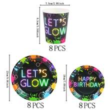 Graffiti Happy Birthday Disposable Tableware Set, 7/9 Inch Party Plates, Disposable Paper Plates And Cups Suitable For Holidays, Weddings, Engagements, Weddings, Birthdays, Parties, Celebration Events - Multicolor - View 9