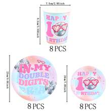 Disco Ball Happy Birthday Disposable Tableware Set, 7/9 Inch Party Plates, Disposable Paper Plates And Cups, Suitable For Holidays, Weddings, Engagements, Birthdays, Parties, Celebrations, Wedding Party Supplies - Multicolor - View 7