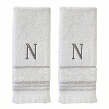 Casual Monogram Hand Towel Set, N, 16x26, White 2 Count - 16x26HandTowelSetN - View 1