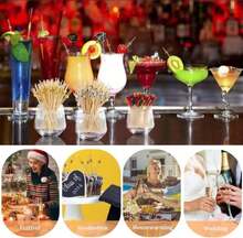 500 piezas Palillos para cócteles para aperitivos, pinchos para fiestas para aperitivos, accesorios para tablas de charcutería, pinchos para cócteles, palillos elegantes para aperitivos, palillos de bambú para pinchos de comida - ColorA - Ver 5