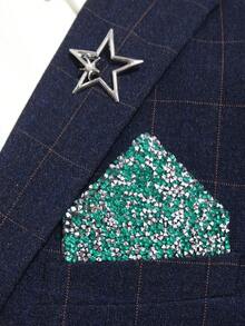 Fashionable Men's Rhinestone Shiny Pocket Square For Wedding, Party, Banquet, Stage Suit Formal Wear Accessory, Instant Pocket Square - Multicolor - View 6