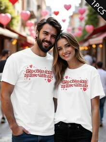 T-shirts assortis avec imprimé cœur, matière premium, coupe confortable, respirants, style décontracté, design graphique - FemmeBlanc-1PC - Voir 1