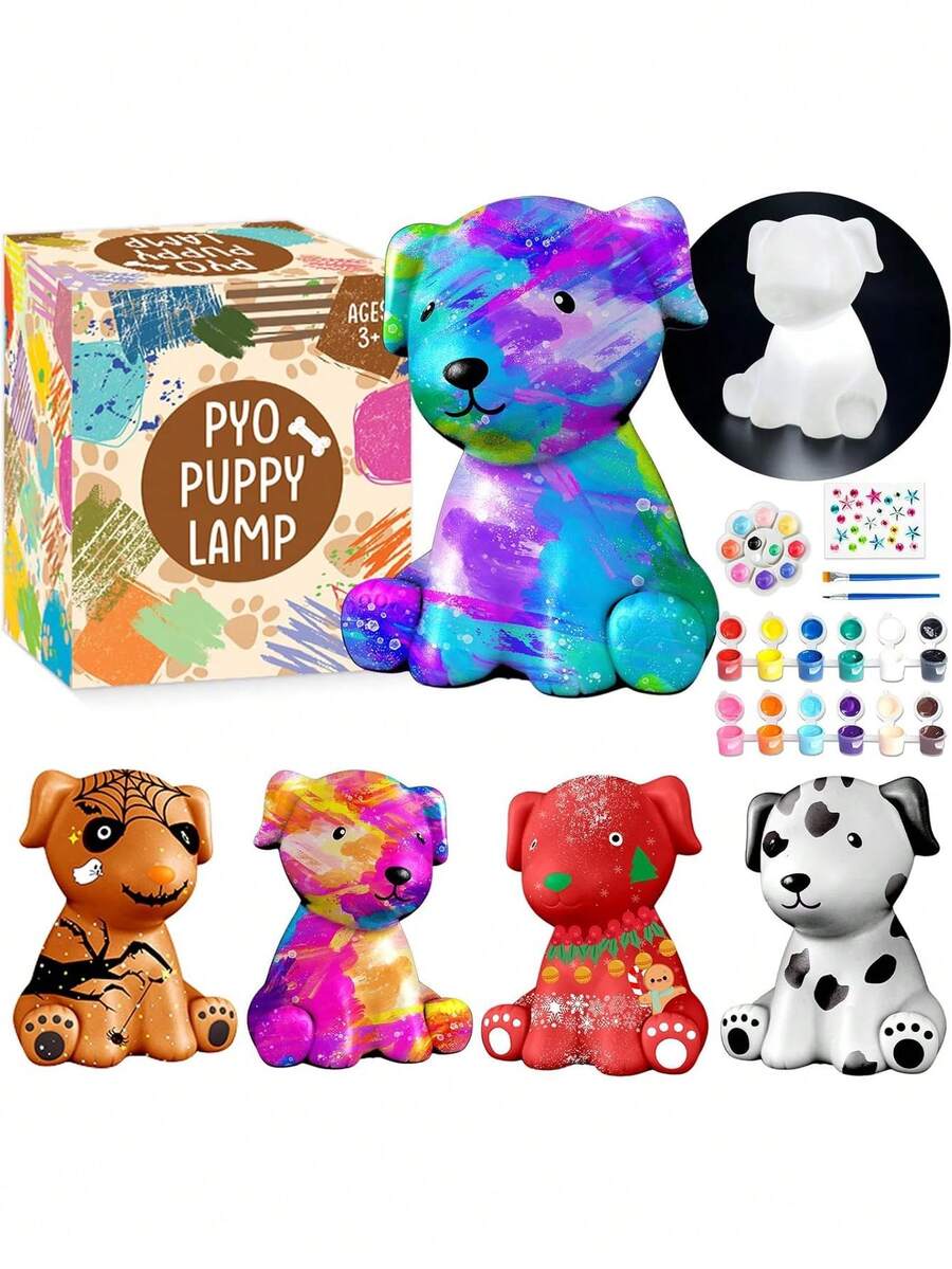 - Kit de lámpara de pintura para tu propio perro, luz nocturna de bricolaje, manualidades para adolescentes y niñas, kit de artes y manualidades, kit de pintura para niños, decoración de,38259629 - Plateado - Ver 1