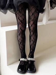 2pcs Girls' Mesh Hollow Leggings, Cute & Sweet Skinny Tights, Spring/Summer