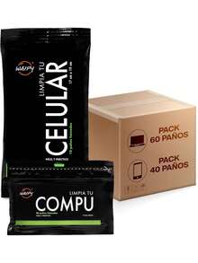 | Toallitas Humedas Limpia Pantallas | Kit de Limpieza para PC y Celular | Pack 4 Limpia tu Celu + 3 Limpia tu Compu | Quita Huellas, Grasa y Suciedad Acumulada | Limpiador de Pantalla,38264065 - Unitalla - Ver 1