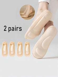 2片装女士高跟鞋鞋垫，透气隐形，防滑后跟贴，缓解足部疲劳，大码尺码