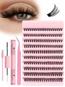 200PCS Eyelash Extension Bonding Sealing Tweezers, Eyelash Brush, False Eyelash Extension Kit, Fluffy C-Curl, 10-16mm Mixed-Length Lash Clusters, Natural, Curl, Dense, Soft, Lightweight False Eyelashes, DIY Eyelash Extension, Eyelash Expansion False Eyelashes