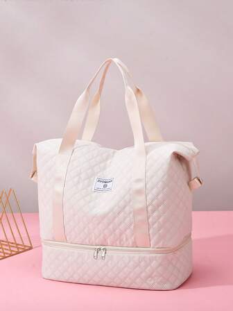 Grand sac de voyage imperméable, sac fourre-tout pliable, design de couture en losange, convient pour les voyages, les courses, le yoga, la gym