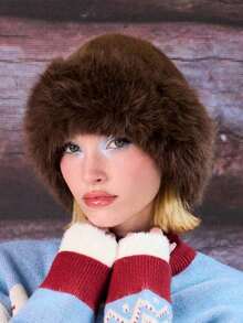 Women's Winter Fuzzy Wide Brim Fluffy Bucket Hat Winter Fluffy Warmer Bucket Hat, Solid Color Versatile Warmer Headwear, Ideal For Winter. Fall GWJW - 彩色 - 查看 4