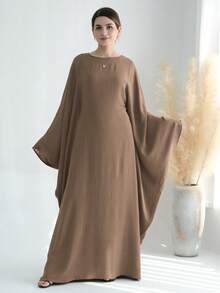 1pc Solid Color Soft & Breathable Muslim Islamic Loose Abaya (Without Headscarf), Comfortable For Women's Daily Wear And Prayer, Suitable For All Seasons - Nhiều màu - Xem 7