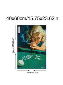 1幅复古骆驼牌台球帆布画，复古台球艺术印刷品，中世纪烟草风格海报，骆驼牌复古香烟广告 - 燃烧的乐趣 - 酒吧推车印刷品，复古家居酒吧装饰，卧室装饰，客厅装饰，办公室装饰，游戏装饰，送给朋友的理想礼物，墙面艺术，墙面装饰，家居装饰，房间装饰，帆布墙面艺术，海报，带框墙面艺术，可选画框 - 彩色 - 查看 11