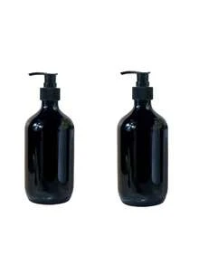 半个黑色皂液器，带泵台面乳液瓶，浴室液体皂液器，洗手液容器，浴室台面按压式皂液器，可重复灌装洗发水、护发素、沐浴露的空瓶，浴室配件 - 彩色 - 查看 14