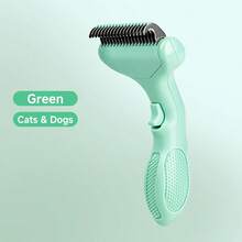 Stainless Steel Dog Deshedding Brush - Floating Grooming Brush, Designed For Long-Haired Breeds, One-Click Tangle-Free, Ergonomic Handle, Battery-Free Pet Grooming Essential, Pet Grooming Tool, Dog Deshedding Brush, Double-Layer Dog Brush, Fashionable Design, Rust-Resistant Material, Sturdy Construction, Suitable For All Dog Breeds - Green - View 9
