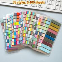 每包32件，共6400张；每包16件，共3200张；每包10件，共2000张；每包6件，共1200张。便签纸、索引标签、书籍标签、笔记标签、注释标签和彩色页面标记标签用于书籍注释、文件分类和书籍笔记。 - 彩色 - 查看 2