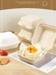 Disposable Pulp Food Containers - For Rice Cake, Burger & Pastry, Takeout Bento Boxes - Multicolor - View 1