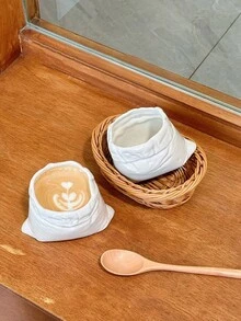 1 pieza Taza cerámica con bolsa de tela 3D, apta para café, té de la tarde, agua, taza de oficina de alta estética, taza cerámica de regalo - Multicolor - Ver 8