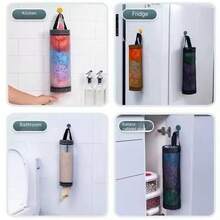 Wall-Mounted Plastic Bag Dispenser, Garbage Bag Hanging Storage Rack, Kitchen Trash Organizer