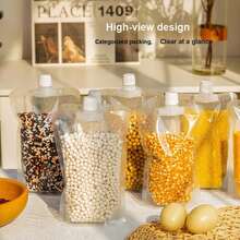 Recipiente de almacenamiento de granos, bolsa hermética, a prueba de humedad y de insectos, recipiente de almacenamiento de harina de cocina, frasco de granos, cubo de arroz, recipiente de arroz para uso doméstico. - Blanco - Ver 3