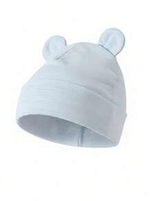 1pc Cute Bear Ear Baby Beanie Hat, Solid Color Double Layer Soft Infant Brimless Cap, Suitable For Spring, Summer, Autumn, 4-15 Months Newborn Baby Boys And Girls Head Protection - Multicolor - View 9