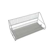 Égouttoir à vaisselle de cuisine à 2 niveaux de 50 cm, blanc, en fil métallique avec égouttoir amovible - Organisateur de plan de travail pour bols et tasses - Blanc - Voir 5