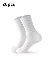 50/40/30/24/20pcs Women's Black & White Tight Sports Socks, Running Socks, Cycling Crew Socks, Thickened Couple Casual Warm Knee-High Socks - Multicolor - View 25