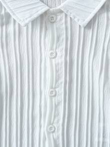 Young Boy Solid Color Short Sleeve Shirt And Shorts Set - White - View 3