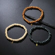3 Pieces Of Men's And Women's Beaded Bracelets, Headwear Style, Surfing-Themed Pendant Style, Cross-Shaped Bracelet Set, Suitable For Daily Wear - Bracelet - View 6
