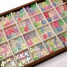 5pcs Acrylic 3D Transparent Colorful Large Hole Jelly Letter Beads, Random Mixed Colors, For Handmade DIY Jewelry Making Necklace Bracelet Earrings Bag Chain Keychain Keyring Clothing Zipper Accessories Pendant - Multicolor - View 8