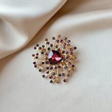 1 pièce Broche fleur métallique brillante, convient pour les femmes à porter de manière décontractée au printemps, en été, en automne et en hiver - Doré - Voir 7
