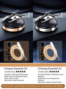 Cool Solar-Powered Helicopter-Shaped Creative Car Ornament – A 2-In-1 Must-Have Automotive Accessory Combining Car Decor And Fragrance Diffuser With Rotating Blades, Available In 5 Colors. The Set Includes Essential Oil, Wooden Scented Chips, And A Dropper. An Ideal Gift For Men And Car Enthusiasts.