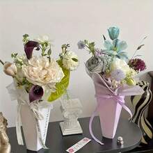 5个/套创意手工花束礼品袋 - 混色，蝴蝶主题，DIY材料，适用于情人节、母亲节、教师节、花店包装材料