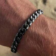 1pc Men's Simple Hip Hop Stainless Steel Chain Bracelet