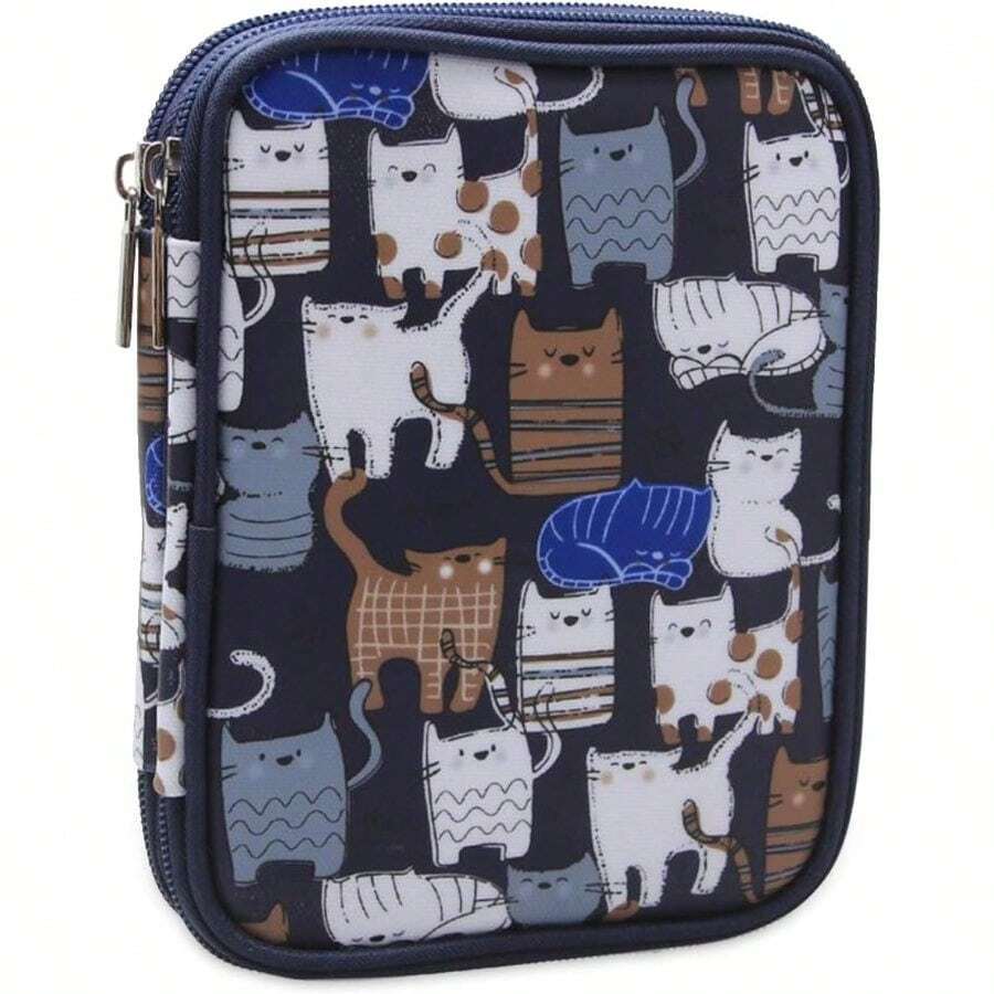 Teamoy Affordable Crochet Storage Case Double Layer Crochet Set, Crochet Accessories, Craft Tools, Writing Instruments Storage, Portability, Cute Present (Needle Not Included) Cat Blue - 中號 + 貓藍 - 查看 1