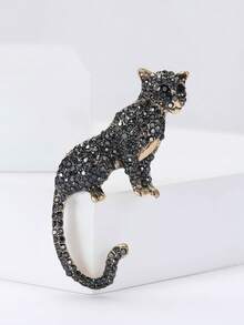 水钻豹纹胸针 - 奢华动物胸针，男女皆宜，休闲派对珠宝配饰/朋友礼物徽章装饰 - 豹子 - 查看 2