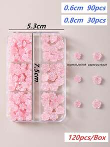 無味 120入 8mm+6mm 極光山茶花/玫瑰樹脂美甲飾品（透明/白色/黑色混色），簡約可愛設計，高光澤 3D 平底易貼附；適用於婚禮、節日及各種場合，可用於美甲設計（兼容梯形、法式杏仁、長/短、橢圓、方型指甲）與珠寶手工、畢業帽裝飾、手機殼 DIY；風格涵蓋日韓與歐美，四季通用美甲飾品，適合女性與兒童 - 彩色 - 查看 26