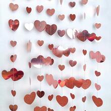 4m Long Heart Decoration Hanging Ornament Heart-Shaped Pendant Valentine's Day Party Garland Wedding Room Decoration Garland Wall Hanging - 紅色 - 查看 8