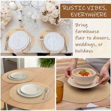 12/24/36 Blatt Pack Rote Runde Leinen Tischsets, 33 cm Durchmesser, Frühling/Sommer Jutetischsets, wiederverwendbar, Landhausstil Runde Tisch Mittelstücke, geeignet für Valentinstag, Hochzeiten, Geburtstagsfeiern, Babypartys, Einweihungsfeiern, Feiertage, Restaurant und Café Dekorationen. - Verschiedenfarbig - Übersicht 10