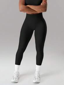 Yefecy Women's High Waist Butt Lifting Tight Yoga Pants, Outdoor Sports Shaping Fitness Leggings - Black - View 4